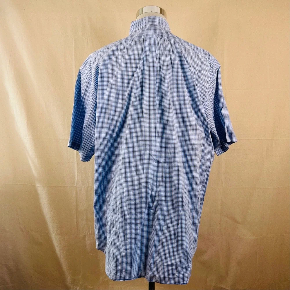 Polo Ralph Lauren XL Blake Button Down Shirt Blue Whtie Plaid Short Sleeve Mens